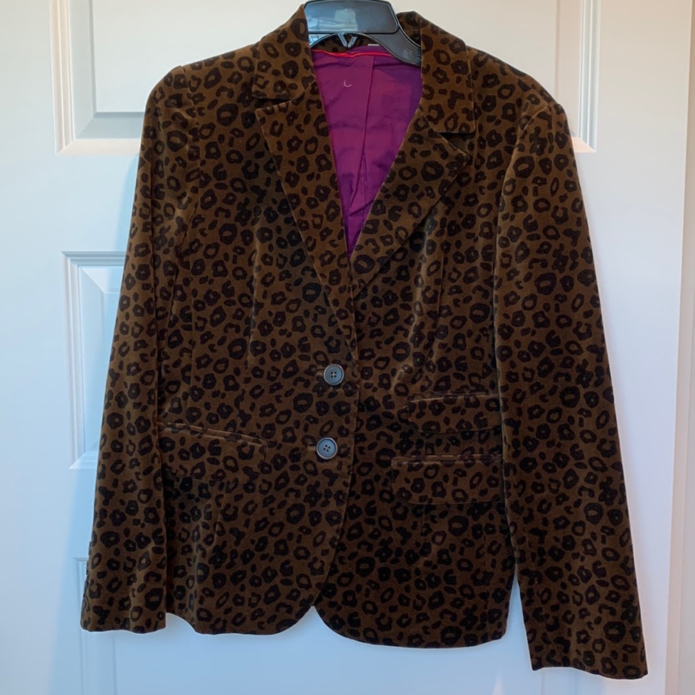 Boden Velvet leopard print jacket, US size 8